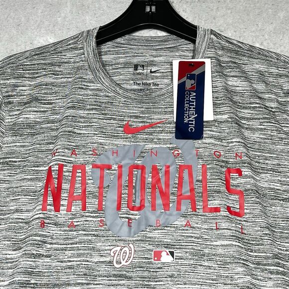 Nike Washington Nationals Dri Fit Shirt Mens Medium Gray Heather Short Sleeve - Picture 3 of 13
